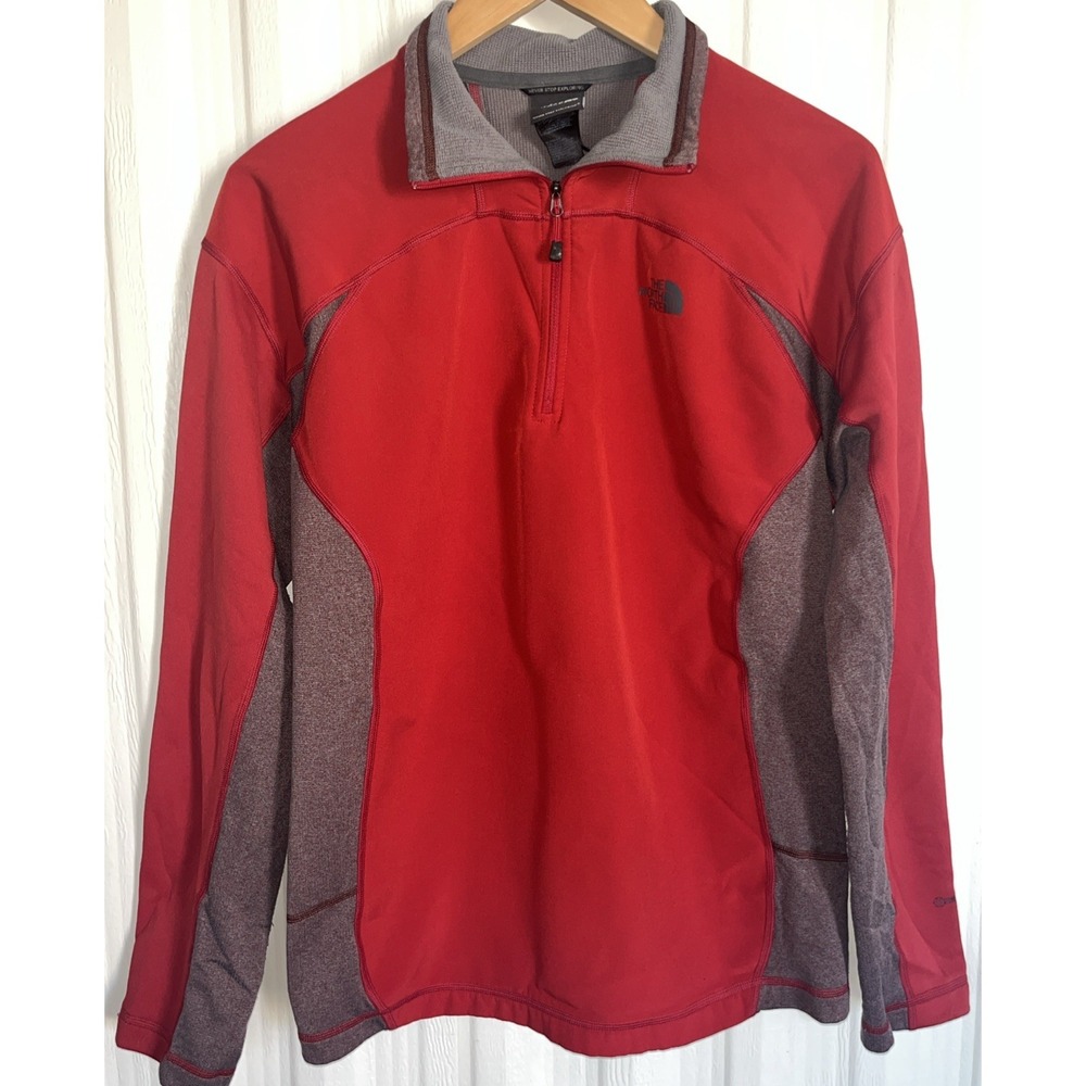 The‎ North Face 1/4 Zip Fleece Mens Red/Rust Pullover Longsleeve Shirt Size M